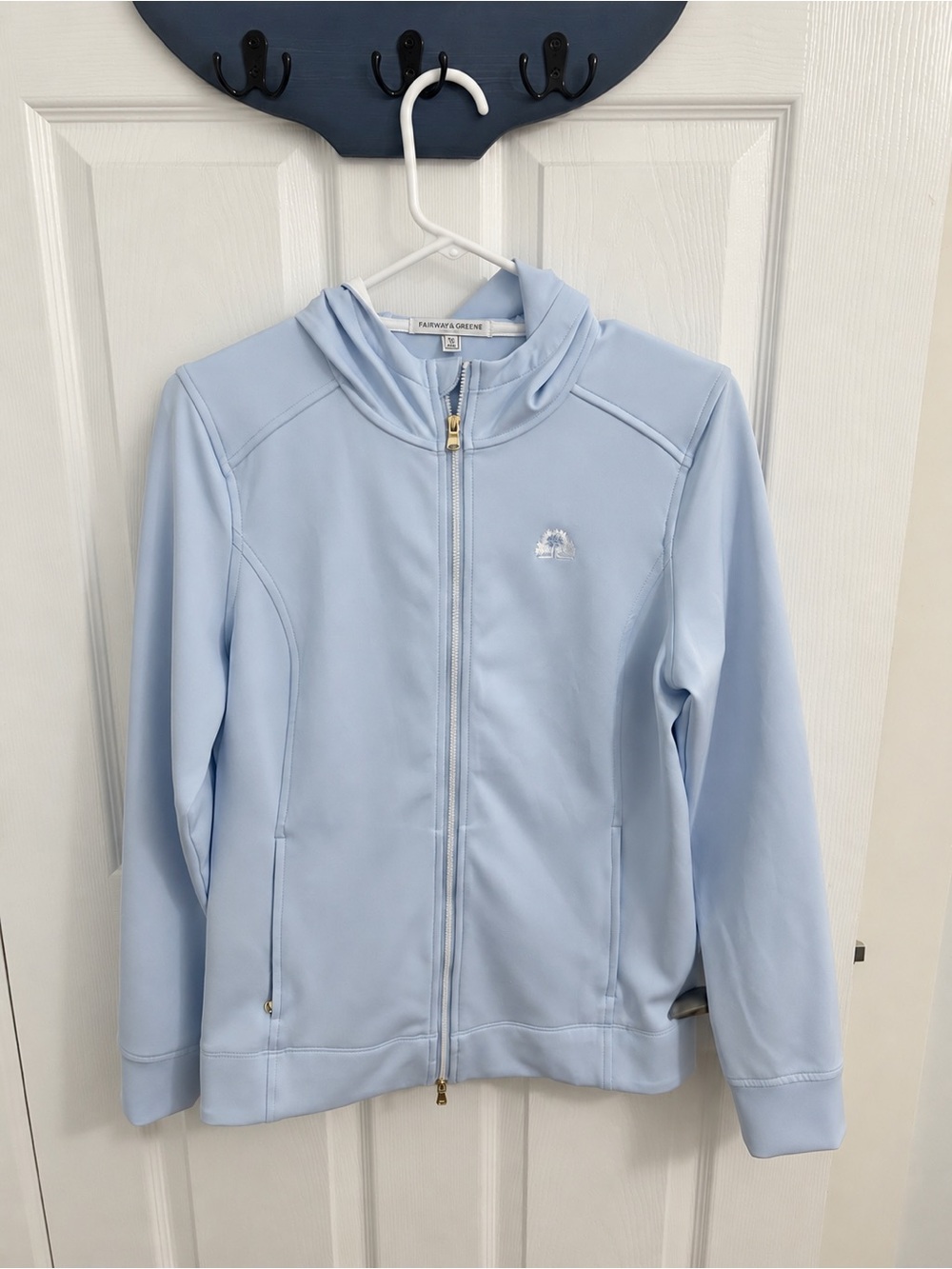 Fairway & Greene Pale Blue Full-Zip Hooded Bomber Jacket